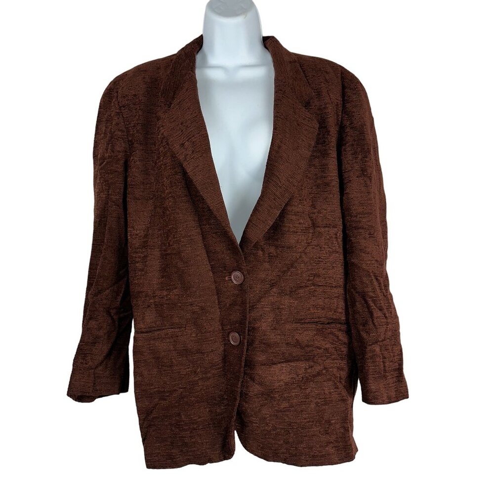 Vintage Chaus Womens Brown Textured Blazer Jacket Size 12